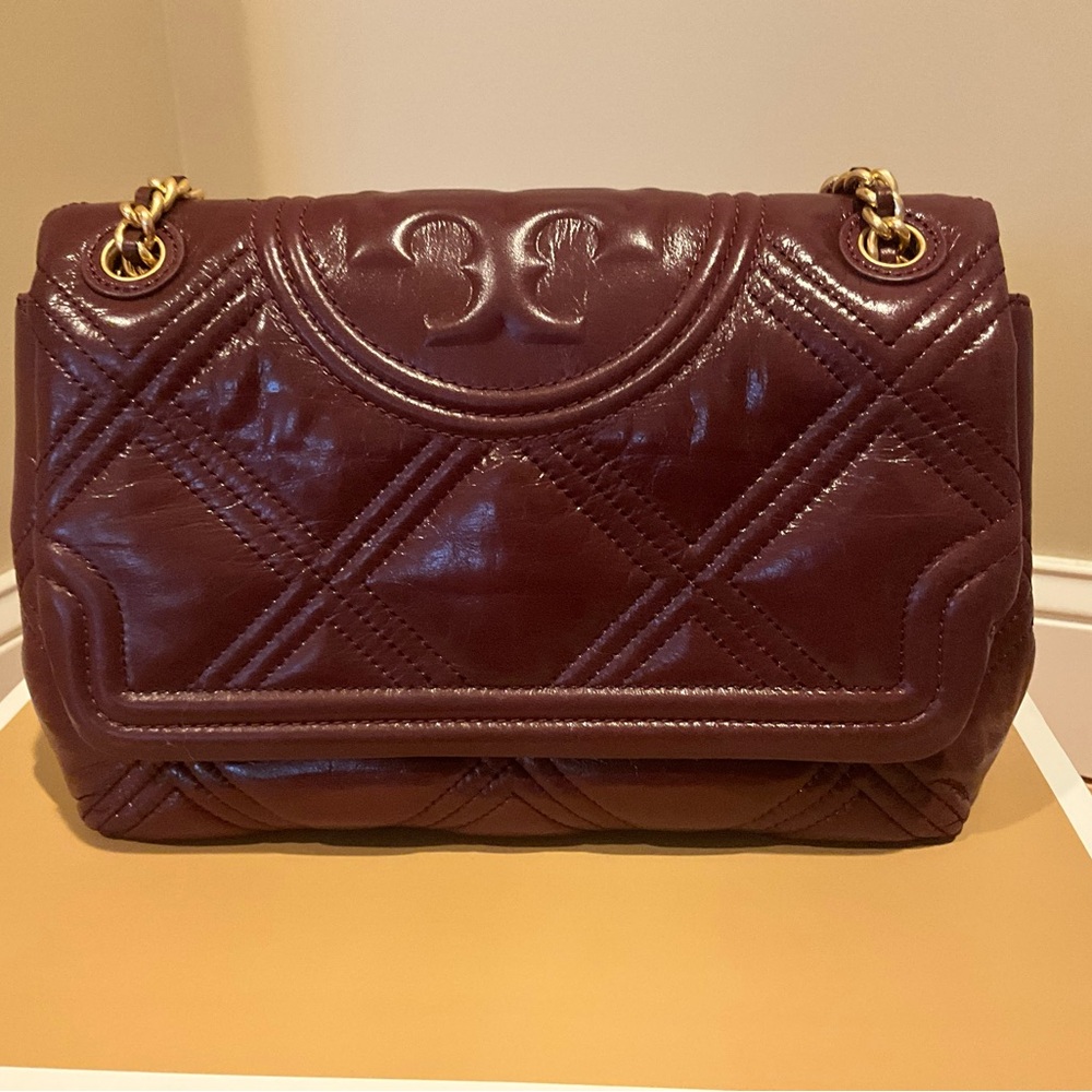 Tory Burch Deep Burgundy Quilted Shoulder Bag